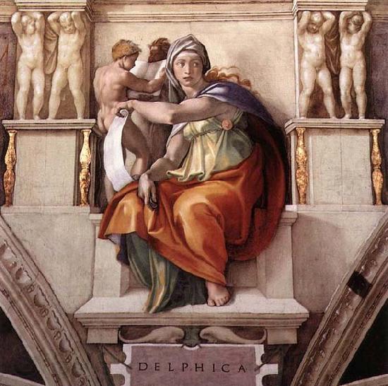 Michelangelo Buonarroti The Delphic Sibyl Norge oil painting art